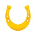 Shiny golden horseshoe vector flat icon