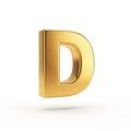 Shiny Golden Letter D Isolated on White Background with Subtle Shadow alphabet typography Royalty Free Stock Photo