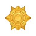 Cartoon shiny golden military medal or badge for bravery or valor in flat style, victory reward