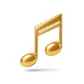 Shiny golden musical eighth note with shadow on white background Royalty Free Stock Photo