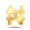 Shiny golden Nigerian Naira currency sign