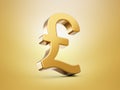 Shiny golden pound currency symbol. 3d illustration isolated background Royalty Free Stock Photo