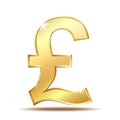 Shiny golden pound currency symbol. Royalty Free Stock Photo