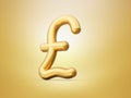 Shiny golden pound symbol 3d illustration Royalty Free Stock Photo