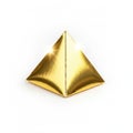 Shiny golden pyramid-shaped object displayed against a plain background Royalty Free Stock Photo