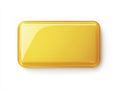 Shiny Golden Rectangular Button on White Background