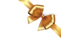 Shiny golden satin ribbon. Vector gold bow for design discount card Royalty Free Stock Photo