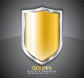 shiny golden shield security symbol Royalty Free Stock Photo