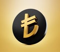 Shiny golden Turkish Lira Sign. TL currency symbol. Turkish Money. 3d illustration isolated background Royalty Free Stock Photo