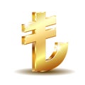 Shiny golden Turkish Lira Sign. TL currency symbol. Turkish Money.