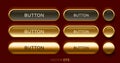 Shiny golden web button set with a luxurious glossy effect. Royalty Free Stock Photo