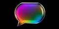 Shiny gradient speech bubble with metallic border on black background Chat Communication Royalty Free Stock Photo