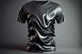 Shiny Gray Background Monochrome Black T-Shirt. Generative AI