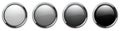 Shiny gray buttons set, with metallic chrome frames