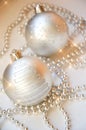 Gray Christmas ball on the Christmas tree. shiny ball. metallic color. decorations for the holiday. New year, Christmas. grey bead Royalty Free Stock Photo