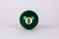 Shiny green ball number 6 for billiard isolated on white background Royalty Free Stock Photo