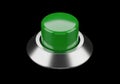 Shiny green button on a modern silver base ready to activate a system, technology Royalty Free Stock Photo