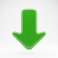 Shiny Green Downward Arrow Icon on White Background down arrow green arrow Royalty Free Stock Photo