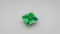 Shiny green gemstone closeup 3D render