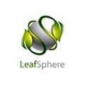 Shiny green Leaf sphere logo concept design template Royalty Free Stock Photo