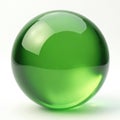 Shiny green sphere bubble isolated on white background. Glossy, three-dimensional orb with light reflection. Round, clear, Royalty Free Stock Photo