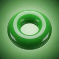 Shiny green torus shape isolated on white background Royalty Free Stock Photo