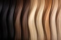 Shiny hair extensions of natural hair different colours