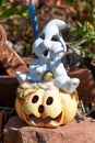 A Shiny halloween pumpkins made of ceramic Royalty Free Stock Photo