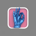 Shiny hand showing OK rounded square application