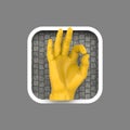 Shiny hand showing OK rounded square application