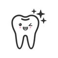 Shiny healthy tooth with emotional face, cute vector icon illustration