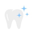 Shiny, healthy tooth. Healthy tooth with glowing effect, teeth whitening concept