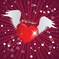 Shiny heart with angel wings