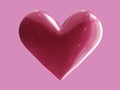 shiny heart with highlights isolated on pink