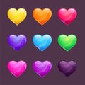 Shiny heart icon. Glossy hearts, vector icons Royalty Free Stock Photo