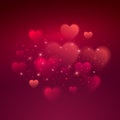 Shiny hearts bokeh Valentine day background Royalty Free Stock Photo