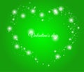 Shiny hearts on a green color. Valentine`s Day template Royalty Free Stock Photo