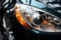 Shiny, high priced car headlight exemplifies automotive artistry and luxury Royalty Free Stock Photo