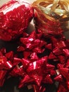 Shiny holiday ribbon for wrapping gifts for Christmas and Valentine`s Day.