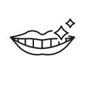 Shiny Human Smile Line Icon. Healthy Sparkle Mouth with Teeth Linear Pictogram. Beauty Lips and White Teeth. Dentistry Royalty Free Stock Photo