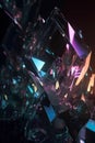 Shiny iridescent crystal glass prisms with color spectrum rays abstract background. Generative AI