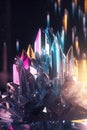 Shiny iridescent crystal glass prisms with color spectrum rays abstract background. Generative AI