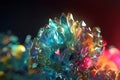 Shiny iridescent crystal glass prisms with color spectrum rays abstract background. Generative AI