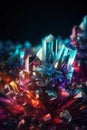 Shiny iridescent crystal glass prisms with color spectrum rays abstract background. Generative AI