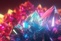 Shiny iridescent crystal glass prisms with color spectrum rays abstract background. Generative AI