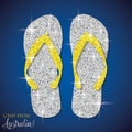 Shiny iridescent glitter Australian thongs flip flops