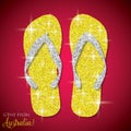 Shiny iridescent glitter Australian thongs flip flops