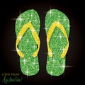 Shiny iridescent glitter Australian thongs flip flops