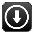 Black Button and white icon: Arrow showing down Royalty Free Stock Photo