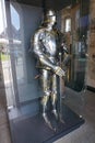 Shiny knight armor displayed in the Fort of Ljubljana